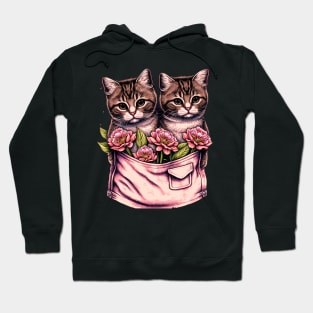 cats and flowers in a pocket-funny cats in pockets-cute cats in pockets-cute cats-cute kittins. Hoodie